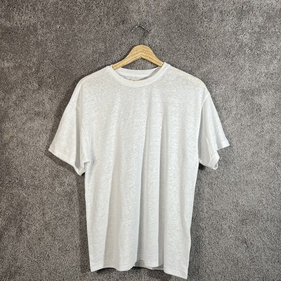Madewell Linen Blend T -Shirt Small White Short Sleeve Crewneck Oversized Tee - Picture 1 of 10